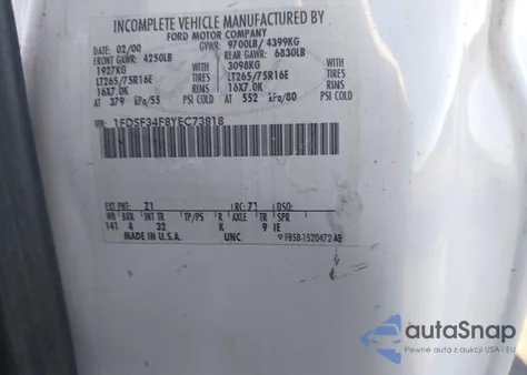 2000 Ford F-350 Lariat/Xl/Xlt из США, поврежденный, VIN 1FDSF34F8YEC73818